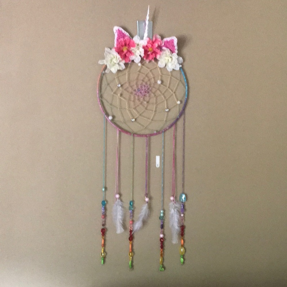 A beautiful hand made unicorn dream catcher